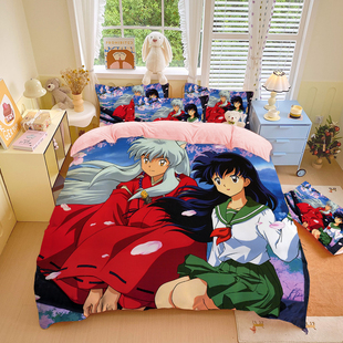 加厚加绒被罩犬夜叉周边被套学生宿舍床单二次元杀生丸动漫四件套