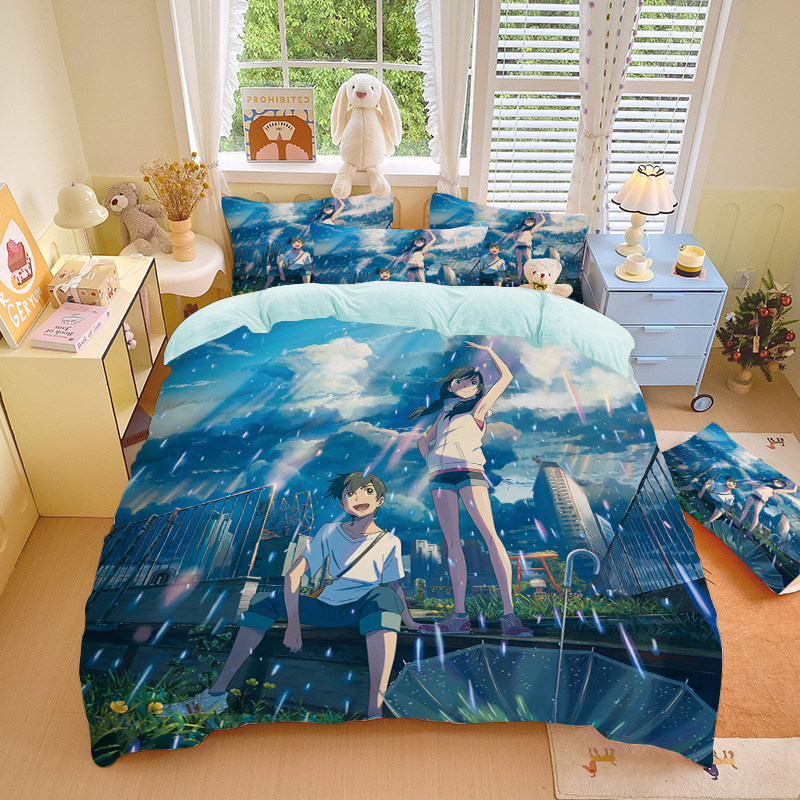 天气之子床单被单加厚加绒水晶绒被套冬定制唯美二次元动漫四件套
