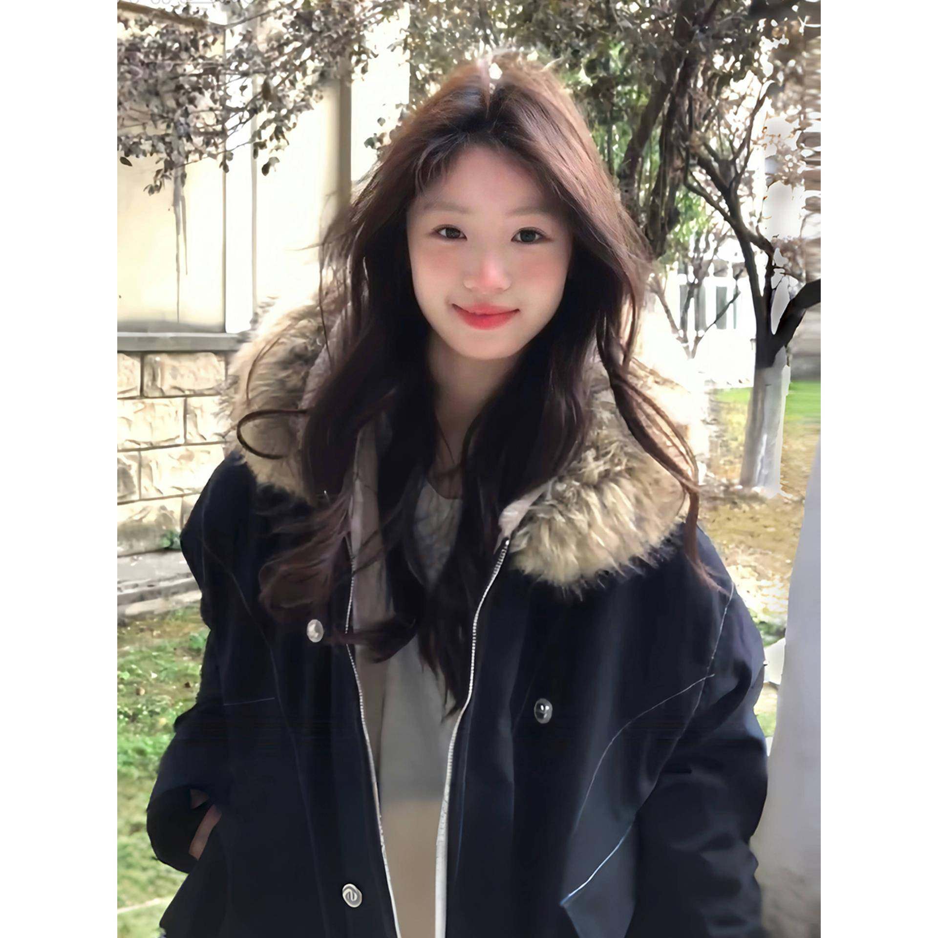 美式复古座山雕外套女款秋冬派克服加绒加厚短款夹克棉服2025新款