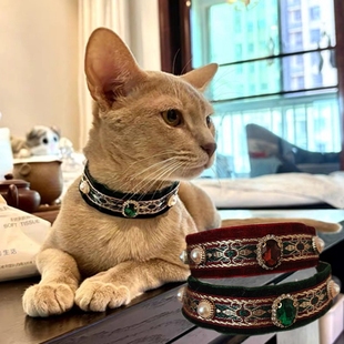 波斯猫咪项圈好看挂饰阿比西尼亚猫脖套脖箍高贵宝石宠物饰品项链