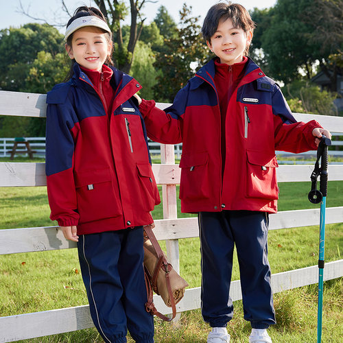 儿童班服统一定制中小学生校服秋冬冲锋衣三件套幼儿园园服春秋装