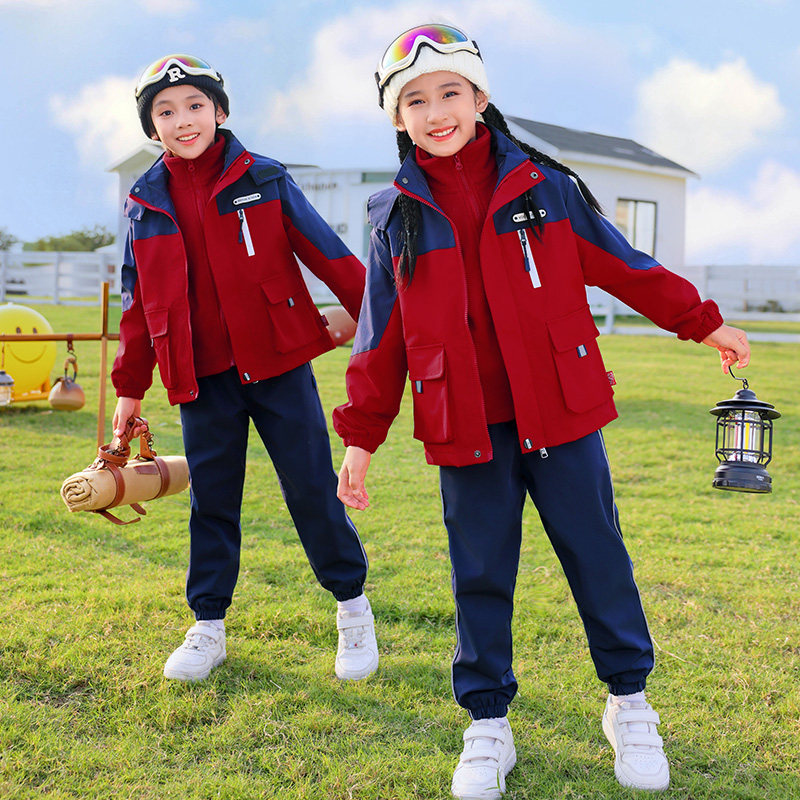 班服小学生校服套装三件套冲锋衣外套防风衣秋冬装英伦幼儿园园服