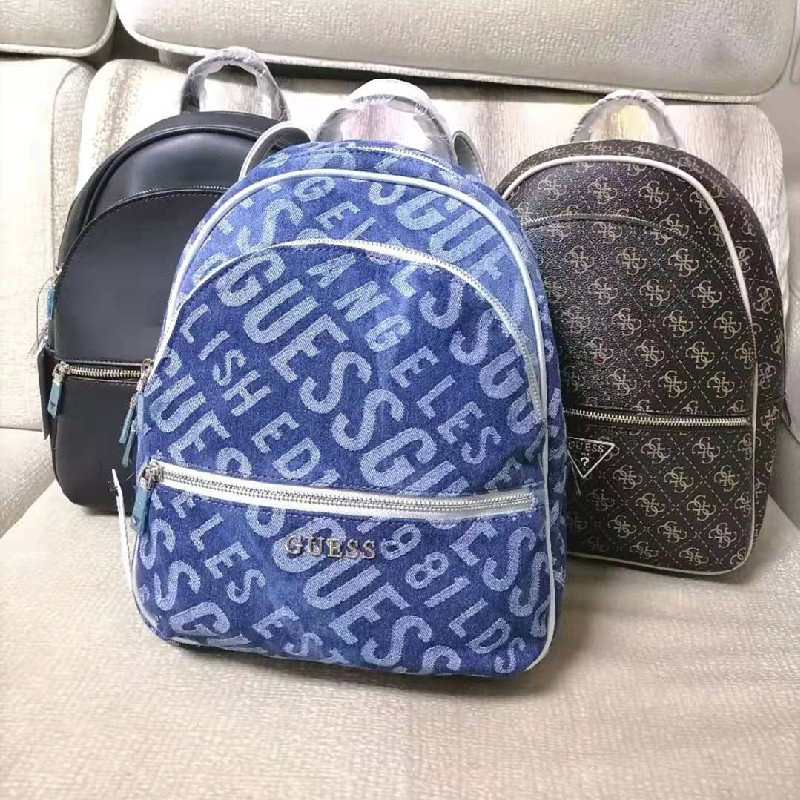 guess欧美时尚新款双肩包春女士水洗磨白字母牛仔双肩包dy699433
