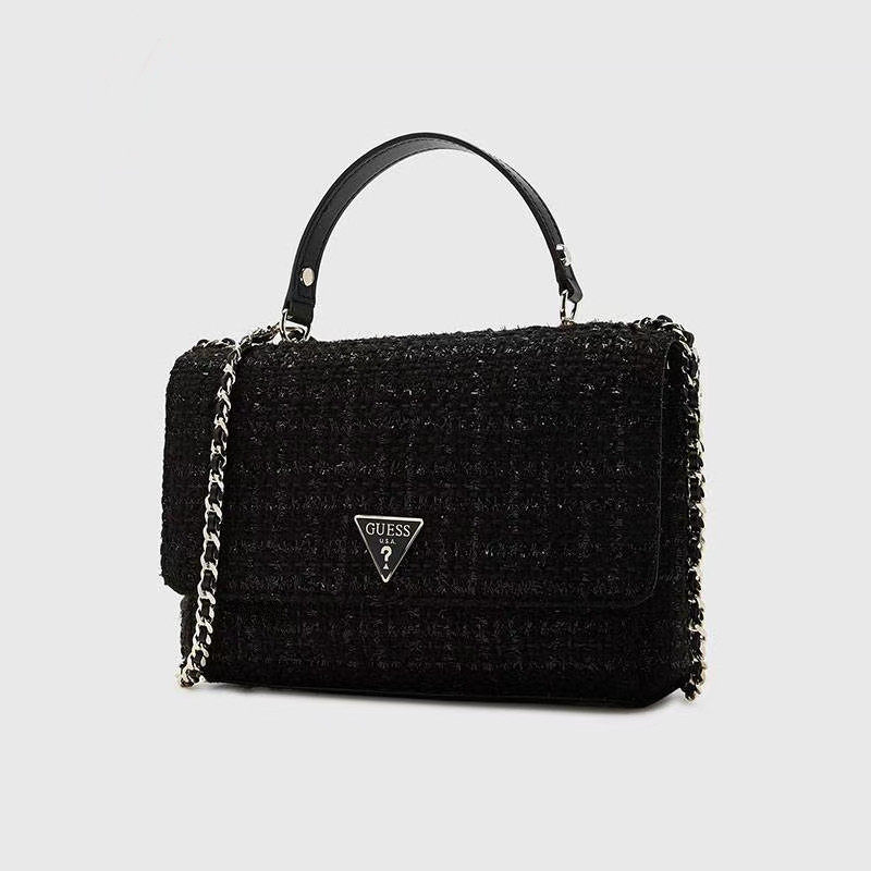 guess新款秋冬女式倒三角logo编织粗花呢子单肩斜挎女包-tg767921