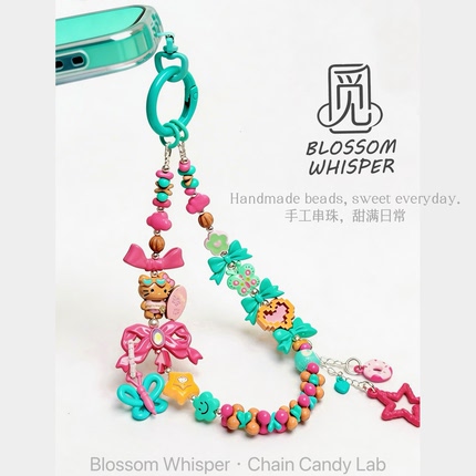 原创设计手工合金手机链包包挂饰高级感轻奢小众黑皮冲浪kitty