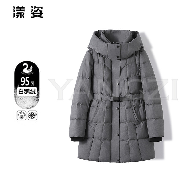 冬季新款时尚连帽中长款系带简约款95白鹅绒服 XGD2511-251548