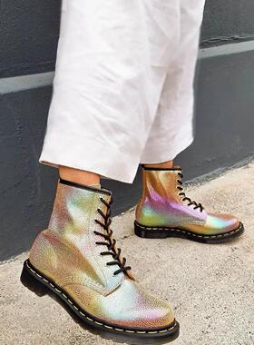【36-42】 独特！1460 rainbow彩虹镭射软皮男女高帮鞋马丁靴越南