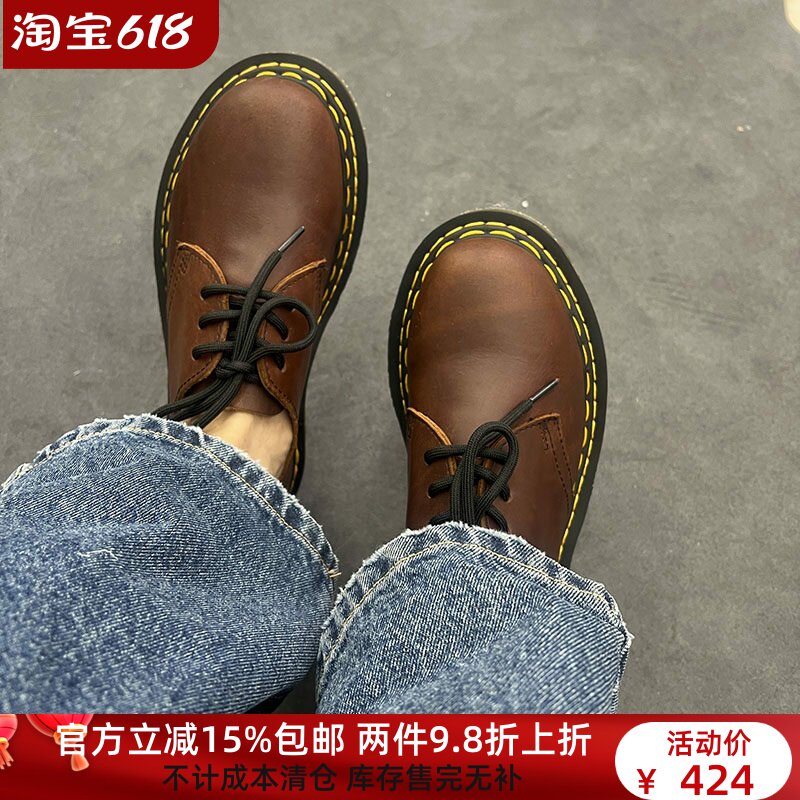 【36 37】质感！1461双黄线软皮舒服3孔低帮马丁女复古皮鞋越南