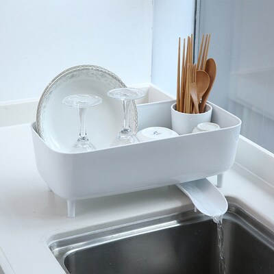 日本小号单层沥水架碗筷收纳盒