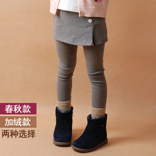 裙包臀打底褲 女童秋冬裝 兒童假兩件褲 女寶寶外穿春秋褲 加絨裙褲 子