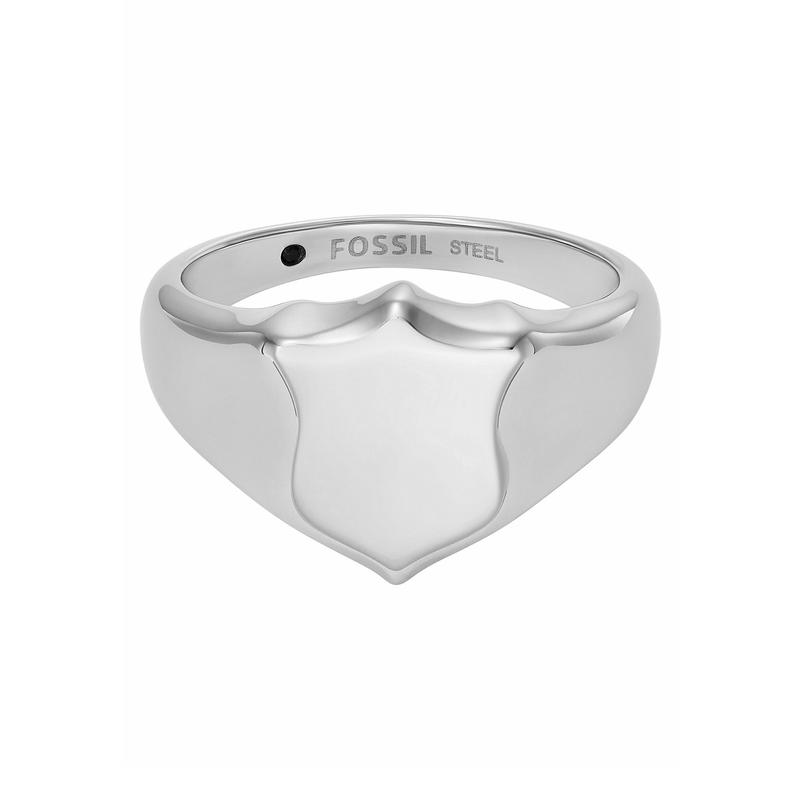 Fossil/化石银色不锈钢抛光简约风格男士戒指潮流百搭饰品