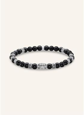 代购thomas sabo女士手链简约优雅精致大气925银黑色珠子