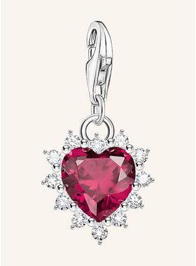 代购thomas sabo女士吊坠精致闪耀优雅时尚925银心形红色宝石