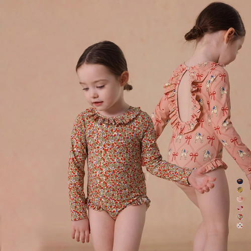 女童花边泳衣夏季连体