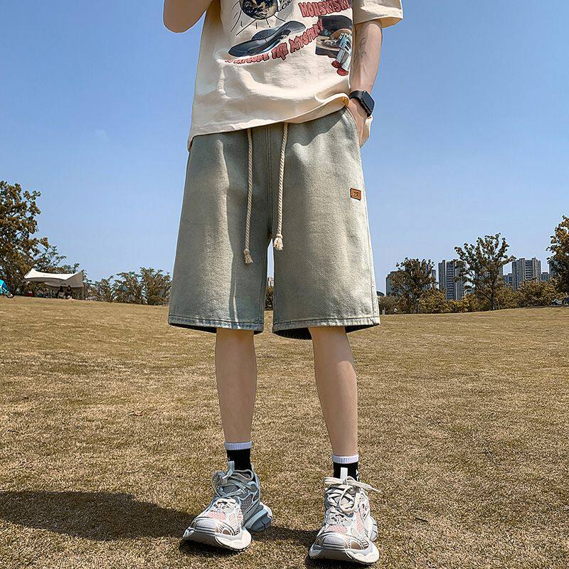牛仔短裤男夏季薄款中裤潮流美式男款潮牌男生裤子男士休闲五分裤