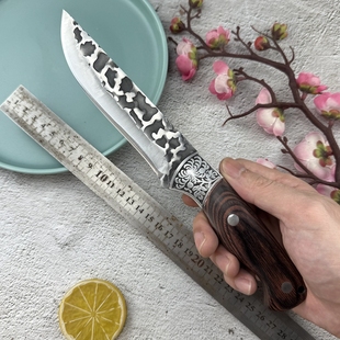 7cr手工锻造剔骨刀蒙古花纹小刀分割刀高端精致把玩龙泉水果刀