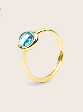 瑞士蓝托帕石圆形礼物戒指