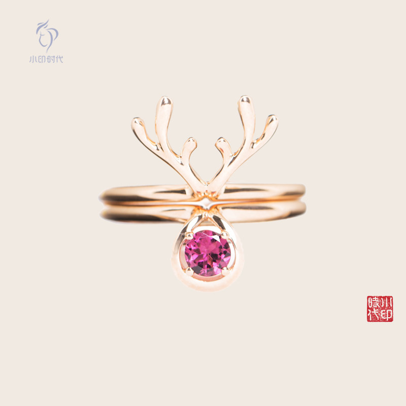 18k碧玺轻奢时尚对戒送女礼物