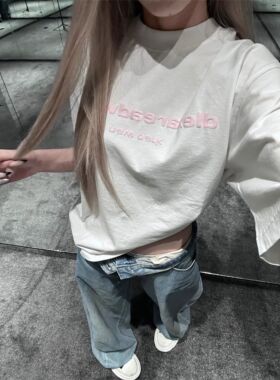 美式复古字母印花短袖T恤女宽松显瘦设计感小众上衣
