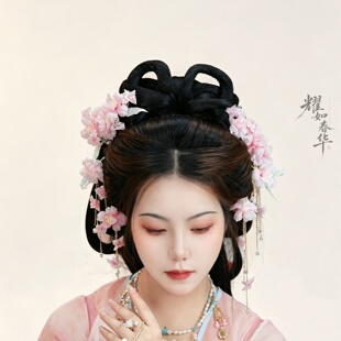 耀如春华 春庭月 原创真丝烫花超仙花神头饰汉服配饰