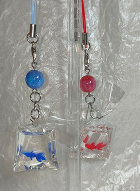 【恋与深空 祁煜】鱼尾短款手机链 红蓝系咕本卡册书包挂件钥匙链