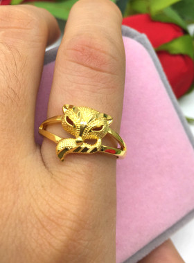 金狐狸欧币风女士久不掉色戒指