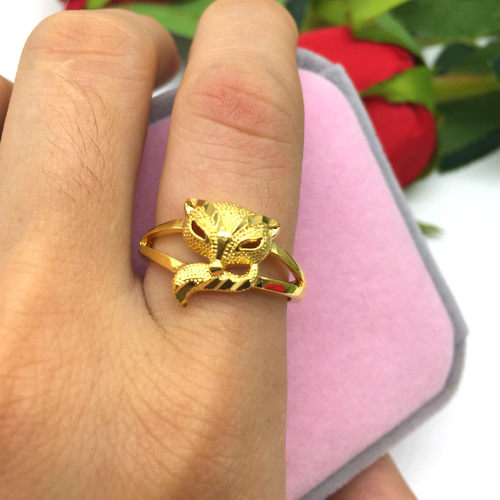 金狐狸欧币风女士久不掉色戒指