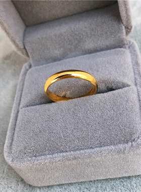 网红轻奢古法素圈指环18k黄金窄