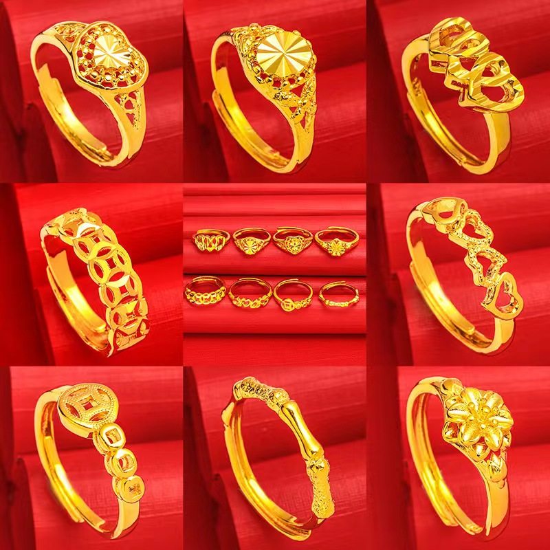 越南沙金狐狸戒指女韩版时尚欧币金饰品镀金首饰仿真金开口可调节