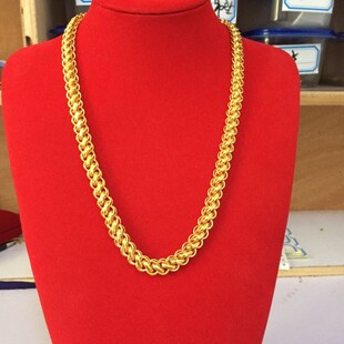越南沙金项链男泰国龙骨仿真黄金24k大金链子加宽蛇骨不掉色土豪