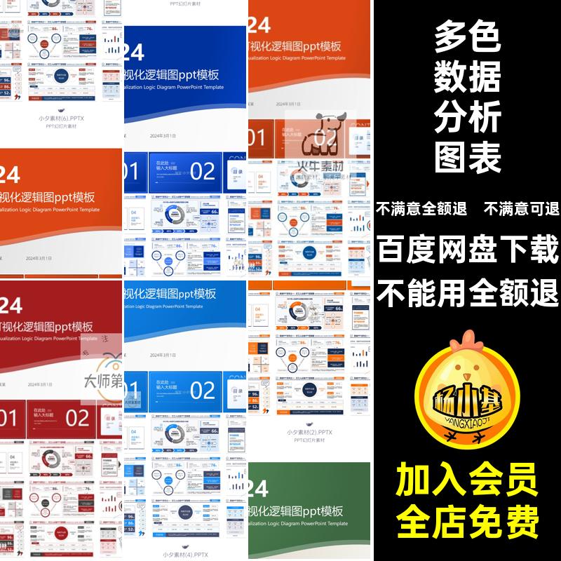 信息分析图表配色素材数据述职模板汇报多PPT工作总结可视化财务