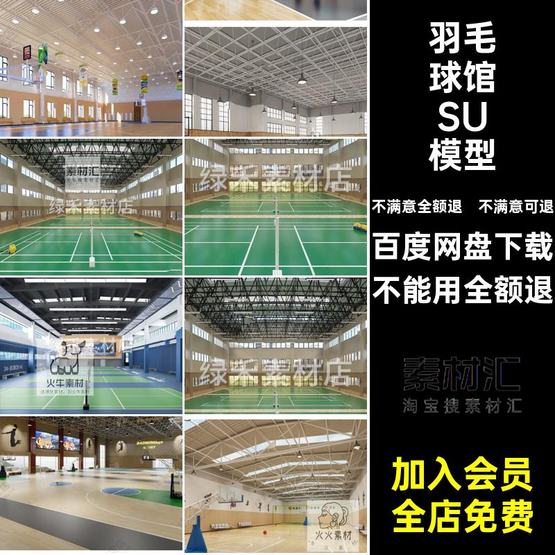 羽毛球馆篮球场SU运动大师活动室草图空间室内模型练习体育运动