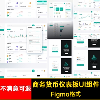 数据货币仪表板UI组件可视化页模板Figma格式30界面加密商务数据