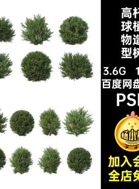 景观植物造型树PSDPSD抠175套效果图素材高杆修剪球园林灌木精美