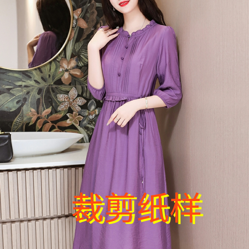 雪纺连衣裙裁剪纸样女夏新款名媛气质洋气抽绳收腰裙子裁剪图纸