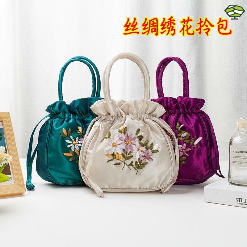 手提包手工绣花零钱包手拿包小包包中老年女民族风迷你妈妈手机包