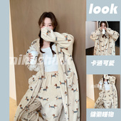 卡通睡袍女款 睡衣法兰绒冬天保暖家居服 加厚保暖珊瑚绒2025秋冬季