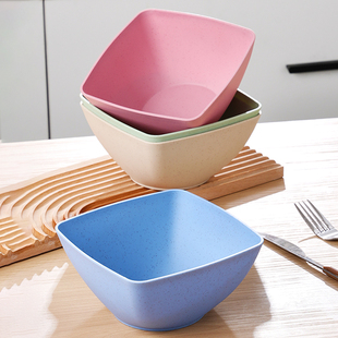 日式塑料小碗方形商用可微波炉餐具防摔快餐米饭碗汤碗甜品水果碗