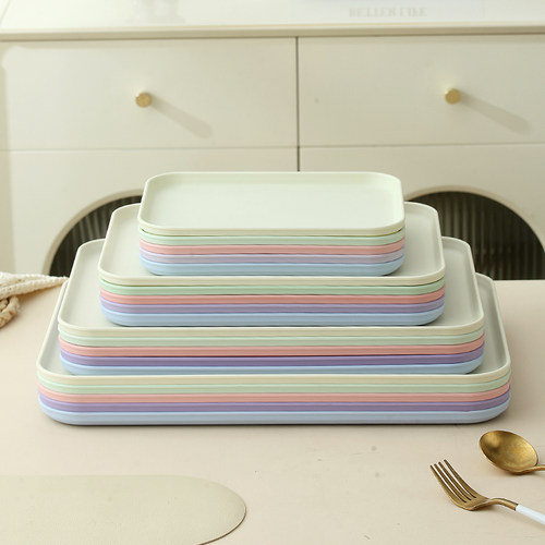 北欧ins长方形托盘家用放水杯茶盘塑料客厅茶几圆形水果置物盘子