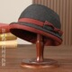 香云纱帽子女秋冬季 可戴加绒小礼帽 重磅桑蚕丝黑龟老料渔夫帽四季