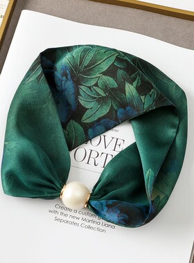 桑蚕丝香云纱磁扣项链气质珍珠