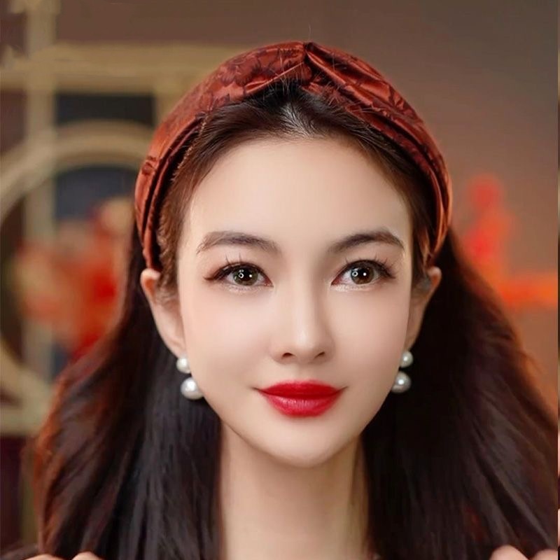 真丝羊毛桑蚕丝发箍精致轻奢洋气百搭高颅顶遮白发修饰脸型发饰