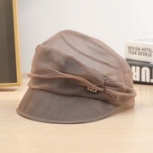 桑蚕丝鸭舌帽夏洋气时尚 百搭遮阳帽显脸小加宽帽檐遮白头发养肤帽