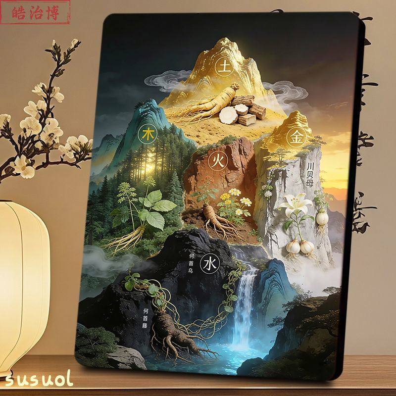 五行对应药材图鉴相框新款国风雅致精致实用中医文化传统养生摆件,家居饰品,桌面摆台画,淘宝优惠券,粉丝福利购,淘宝优惠卷