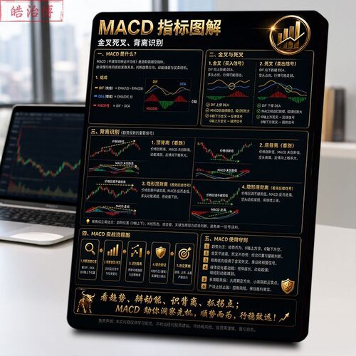 MACD交易指标图解相框金叉死叉背离识别参考办公室书房摆放新款