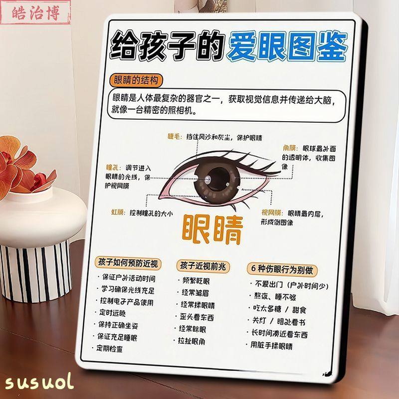 儿童爱眼科普图鉴眼科诊所介绍展示板相框摆件眼镜店咨询装饰摆台