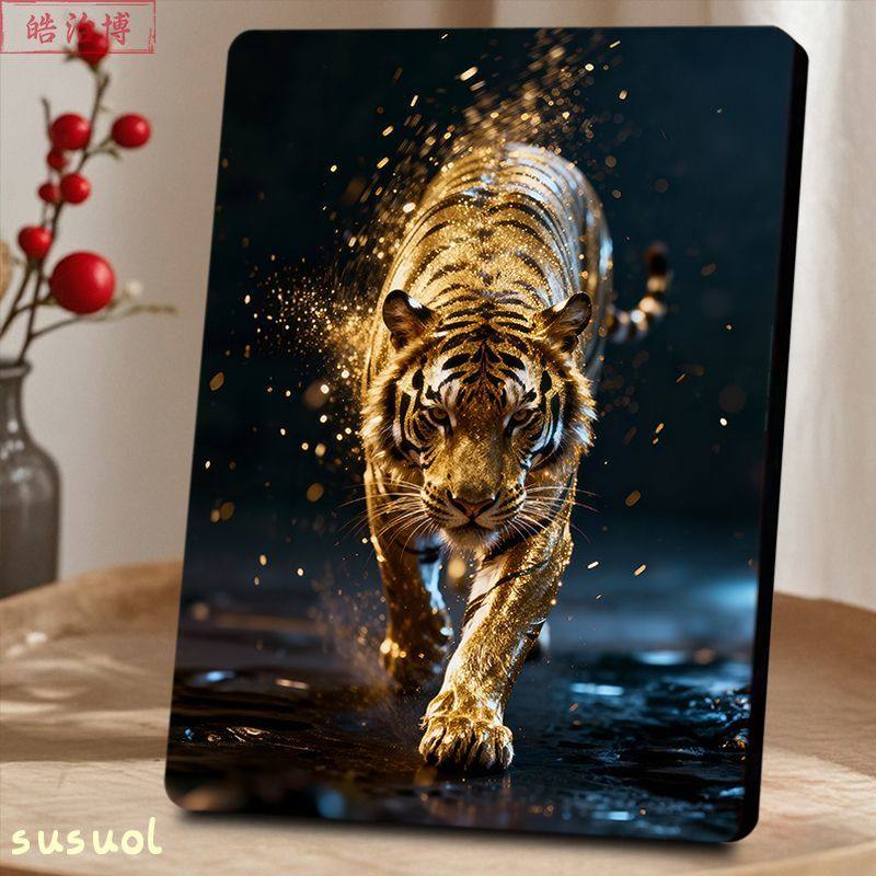 金虎新中式招财相框办公室桌面摆台家居高级艺术玄关装饰摆件礼品,家居饰品,桌面摆台画,淘宝优惠券,粉丝福利购,淘宝优惠卷