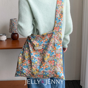 安东尼娅Liberty小众设计流浪包女宽边帆布袋通勤休闲单肩包包B34