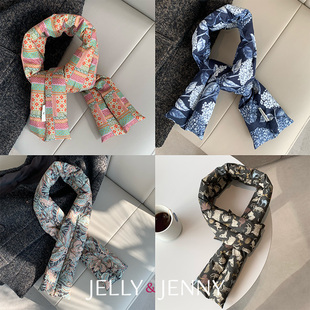 liberty高级印花鹅绒围脖冬季 护颈围巾交叉轻便保暖防风F19