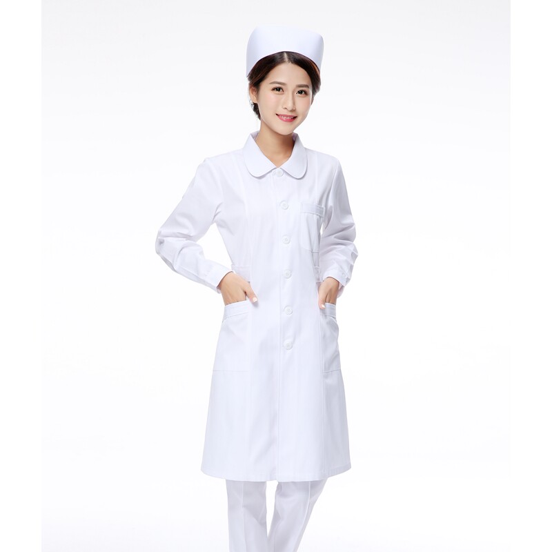 护士服长袖冬夏装娃娃领小圆领白色粉色蓝色短袖美容院工作服药店